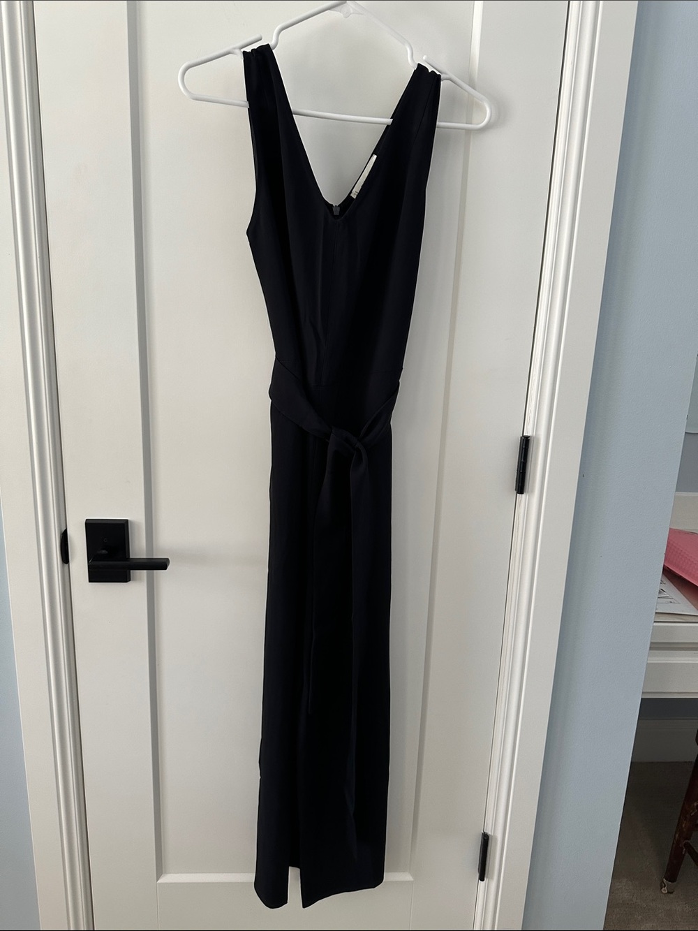 Everlane Black Sleeveless Jumpsuit with Waist Tie